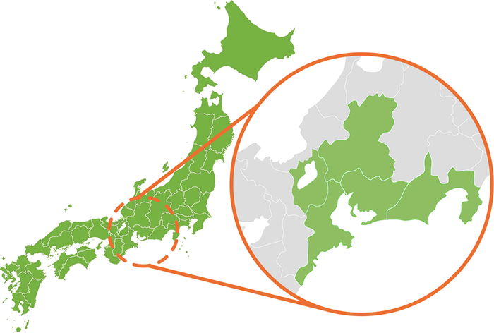 対応エリアの地図